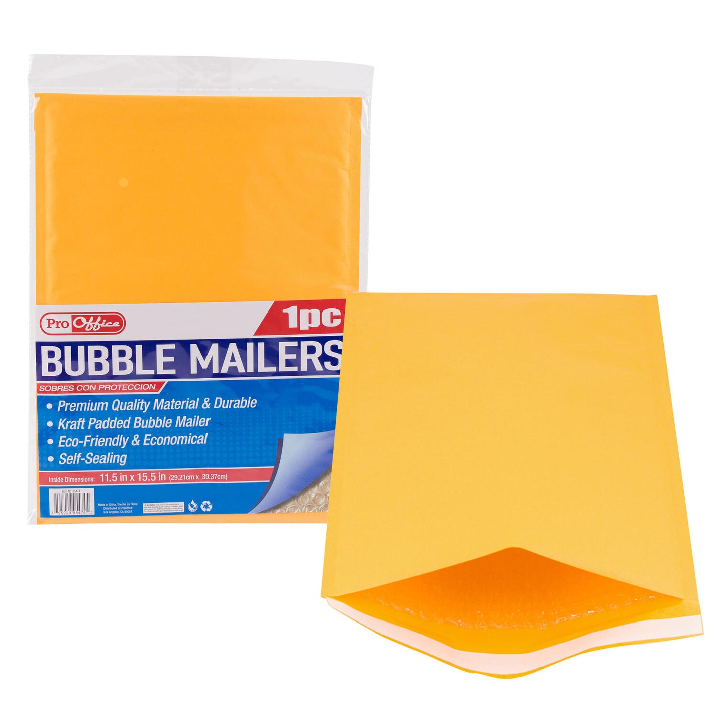 Proffice 4pc Bubble Mailer- 11.5"x15.5"- Yellow