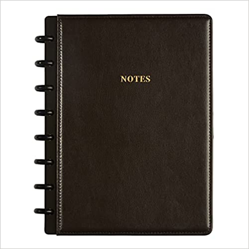 TUL® Discbound Notebook, Limited Edition, Junior Size, Narrow Ruled, 60 Sheets, Dark Brown Leather Office Product