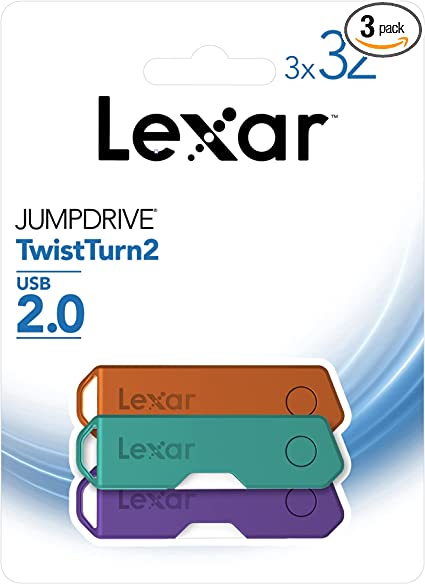Lexar® JumpDrive® TwistTurn2 USB 2.0 Flash Drives, 32GB, Pack Of 3 Flash Drives