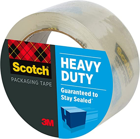 Scotch Heavy Duty Packaging Tape, 1.88 x 65.6 yd, Designed for Packing, Shipping and Mailing, Strong Seal on All Box Types, 3 Core, Clear, 1 Roll (3850-60)