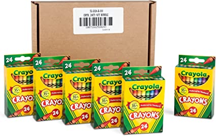 Crayola Crayons, Bulk School Supplies For Kids, 24 Count Crayon Box (Pack Of 6), Assorted Colors