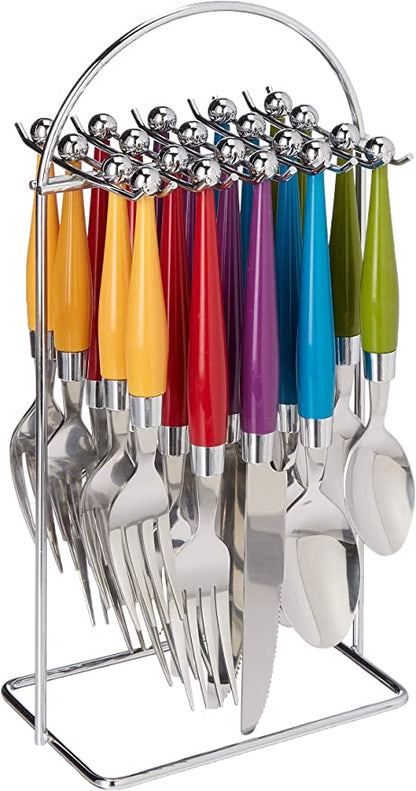 Gibson Art Deco Green Blue Red Yellow 20 Piece Flatware Silverware Set