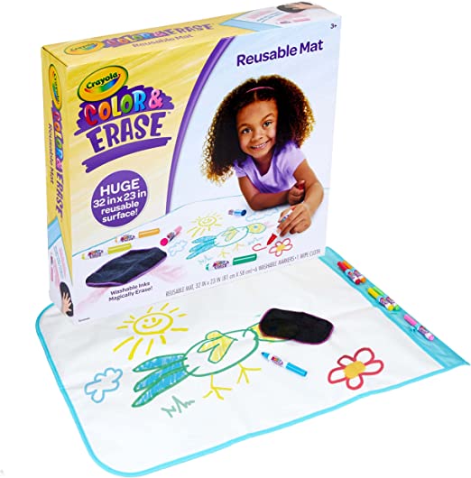Crayola Color and Erase Mat, Travel Coloring Kit, Gift for Kids, Ages 3, 4, 5, 6