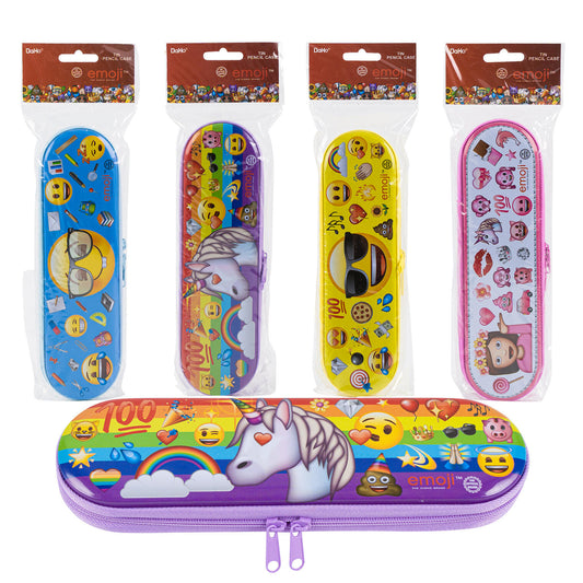 Assorted Emoji-Themed Tin Pencil Case, Fun Design for Kids & Students