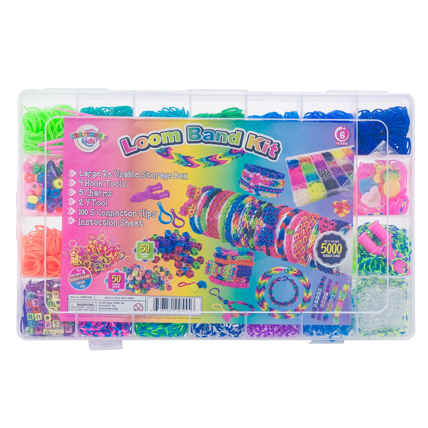 Craftology Kids Loom Band Kit, 5000 pcs