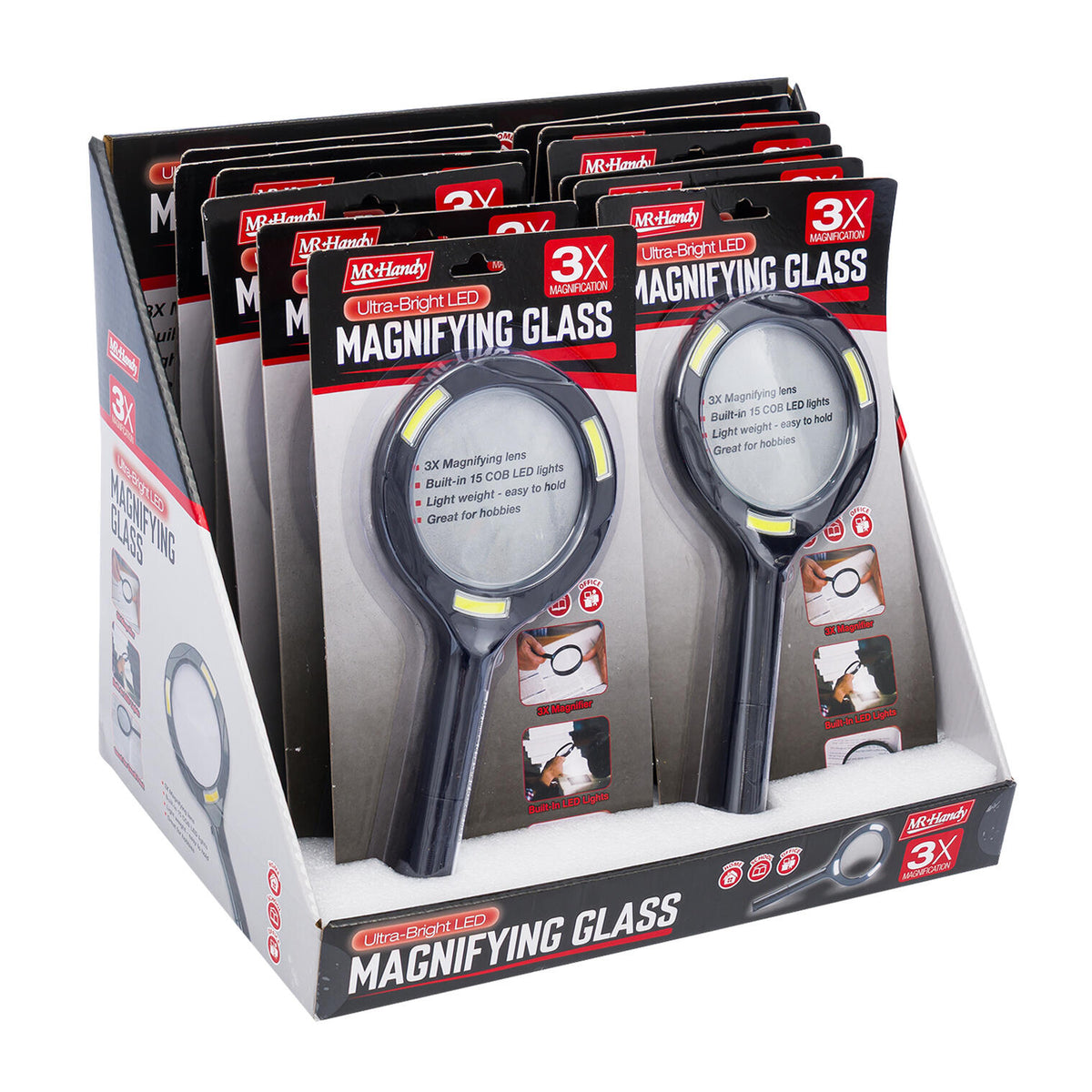 Mr. Handy Magnifying Glass 3X Magnification with Ultra-Bright LED Lights
