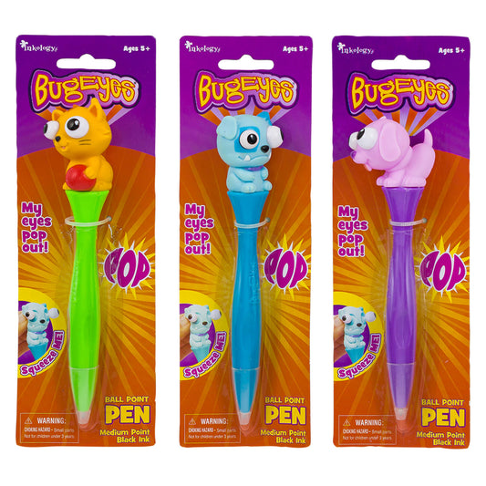 Bug Eyes Retractable Medium Ball Point Pen, Assorted