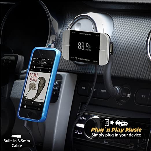 SCOSCHE FMTD3PRO TuneIt Pro FM Transmitter with Built-In USB Charging Port and AUX Cable