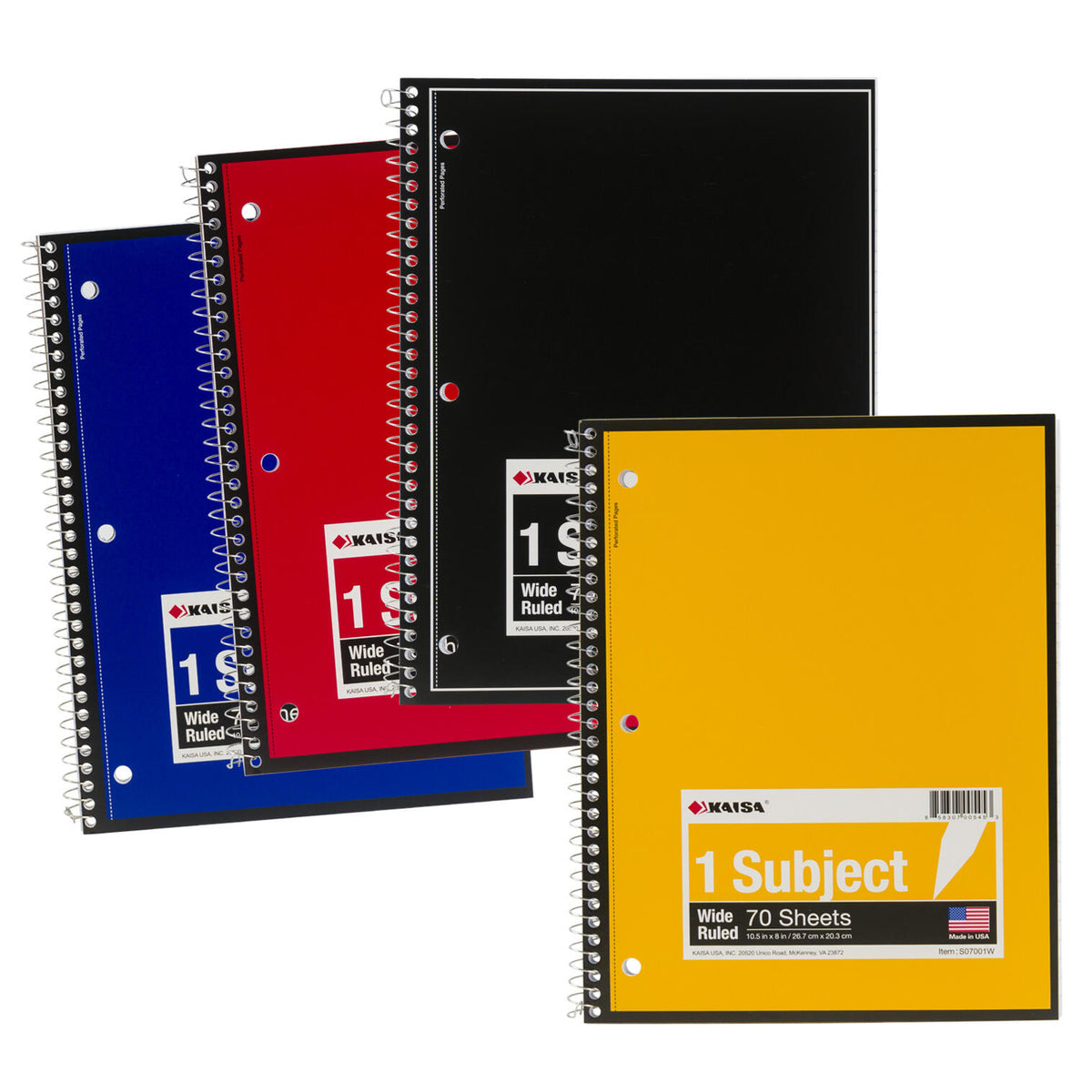 Kaisa Wide Ruled Notebook - 70 Sheets - Assorted Colors