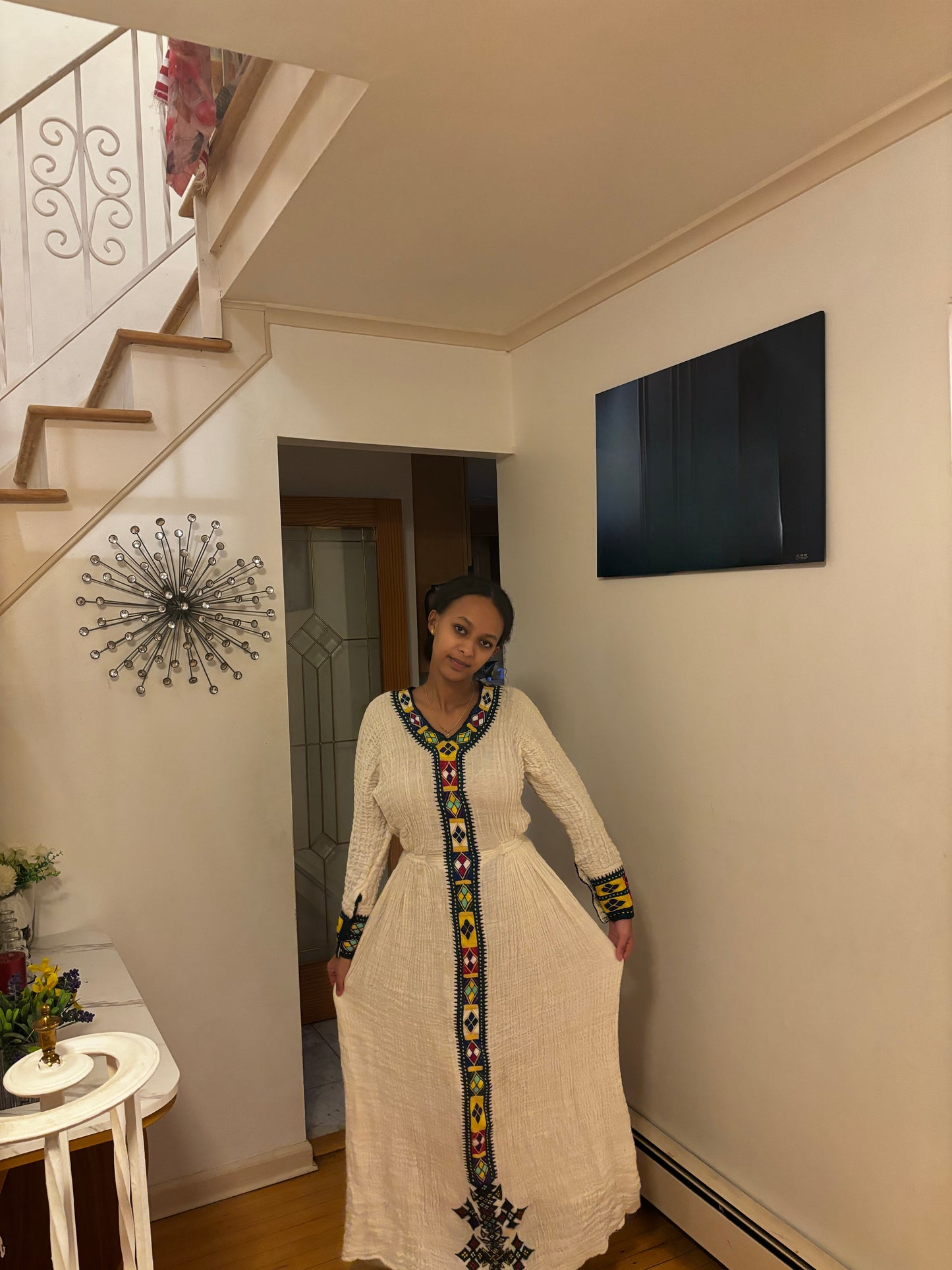 Ethiopian Cotton Dress with Intricate Embroidery