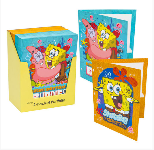 SpongeBob Squarepants 2-Pocket Portfolio, 12", Assorted Colors